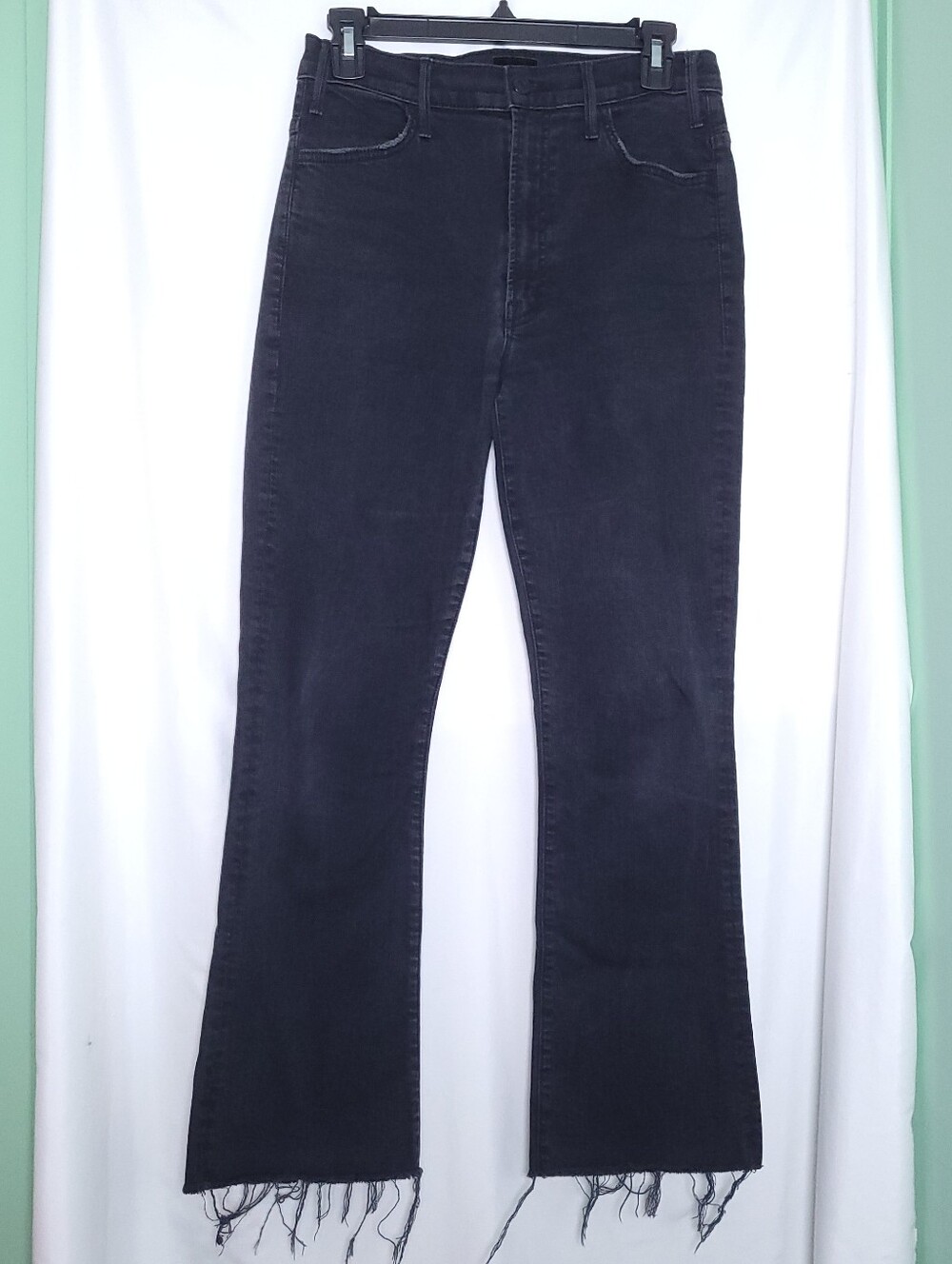 MOTHER The Hustler Ankle Fray Black Jeans In Wash, Not Guilty Size 28